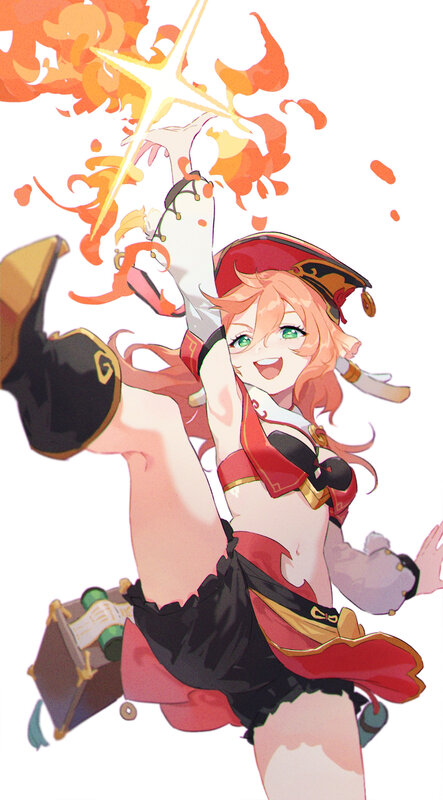 Anime Girl with Fire Magic — Red