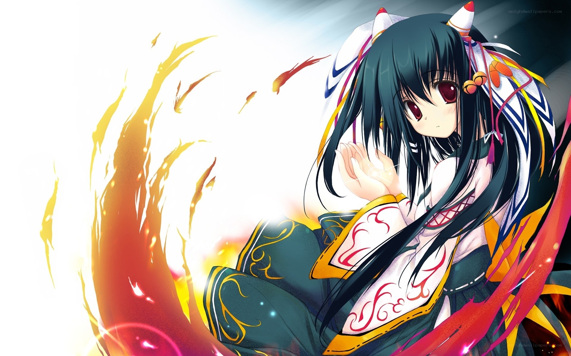 anime girl with fire magic