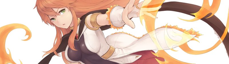 Anime Girl with Fire — Orange, Dramatic, Sword