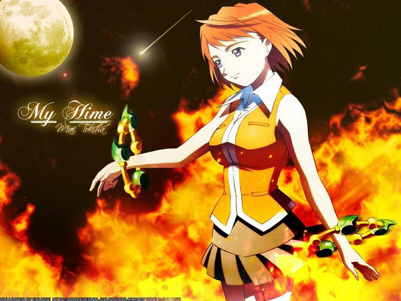 Anime Girl with Fire — Orange, Dramatic