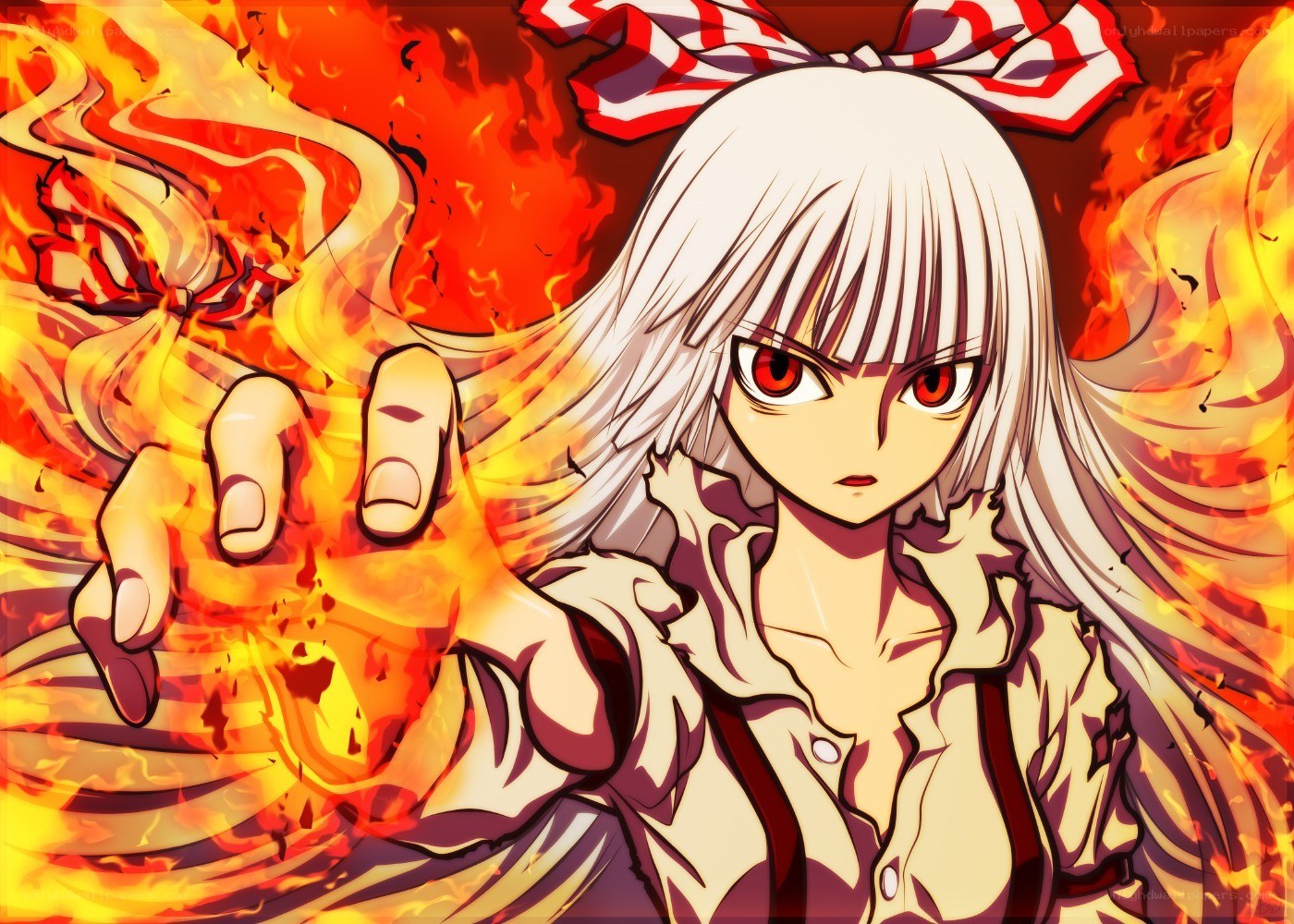 anime girl with fire powers
