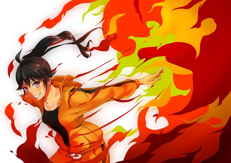 anime girl with fire powers