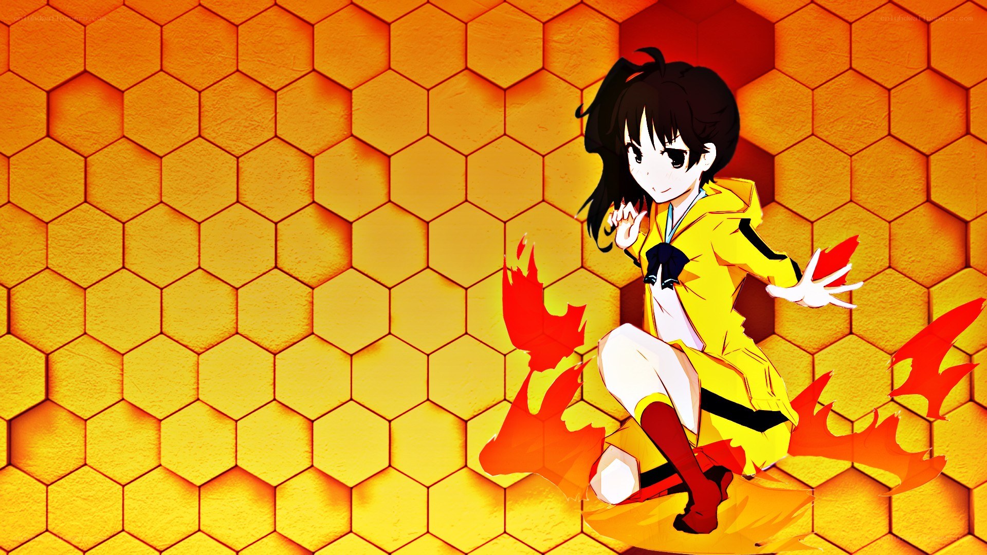anime girl with fire powers