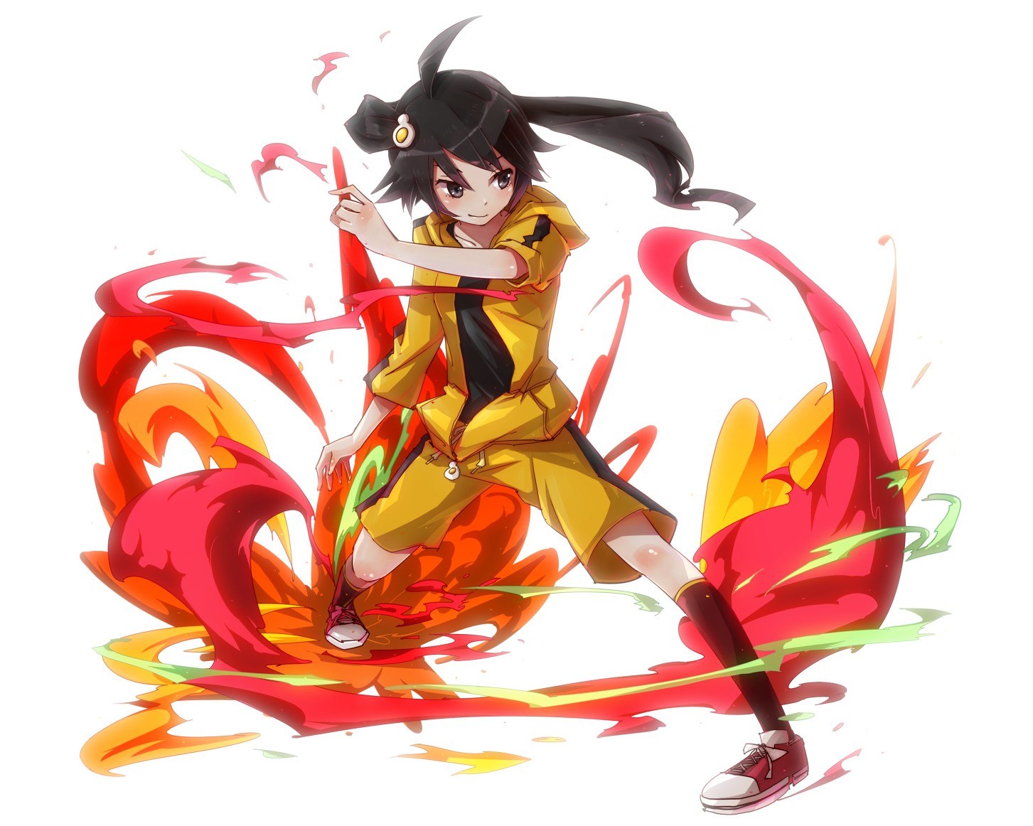 anime girl with fire powers