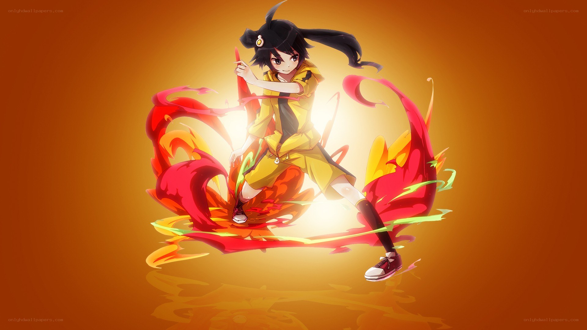anime girl with fire powers