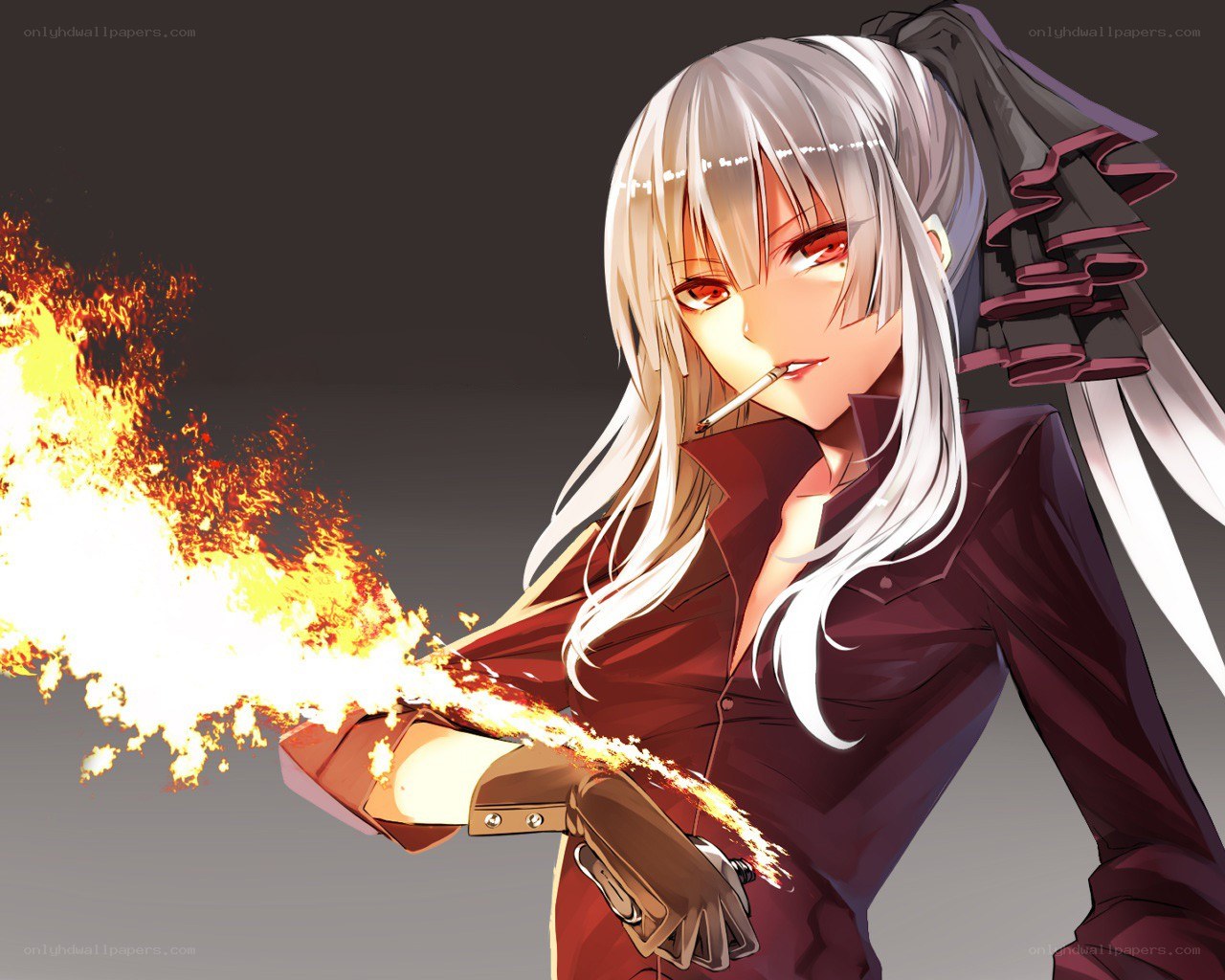 anime girl with fire powers