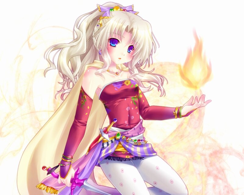 Anime Girl with Fire — Purple, Dramatic