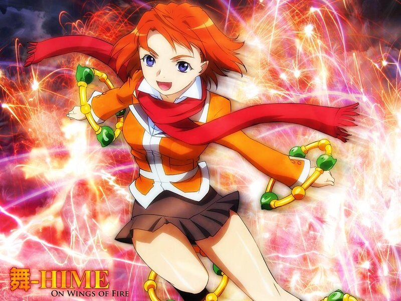 Anime Girl with Fire — Red, Dramatic, Scarf