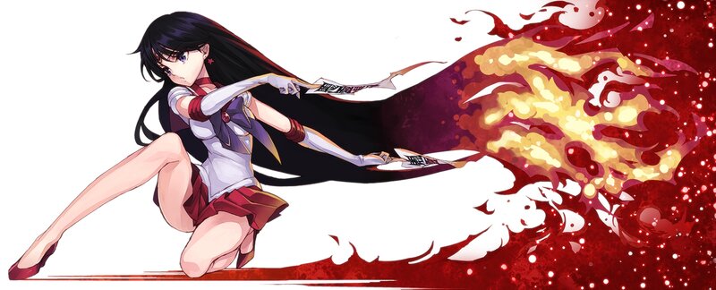Anime Girl with Fire — Red, Dramatic, Sword