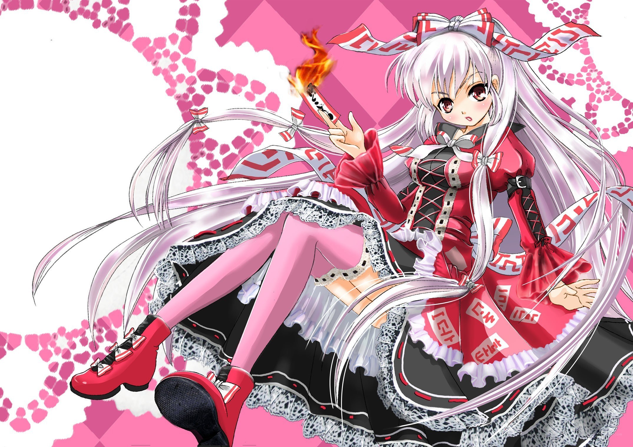 anime girl with fire torch