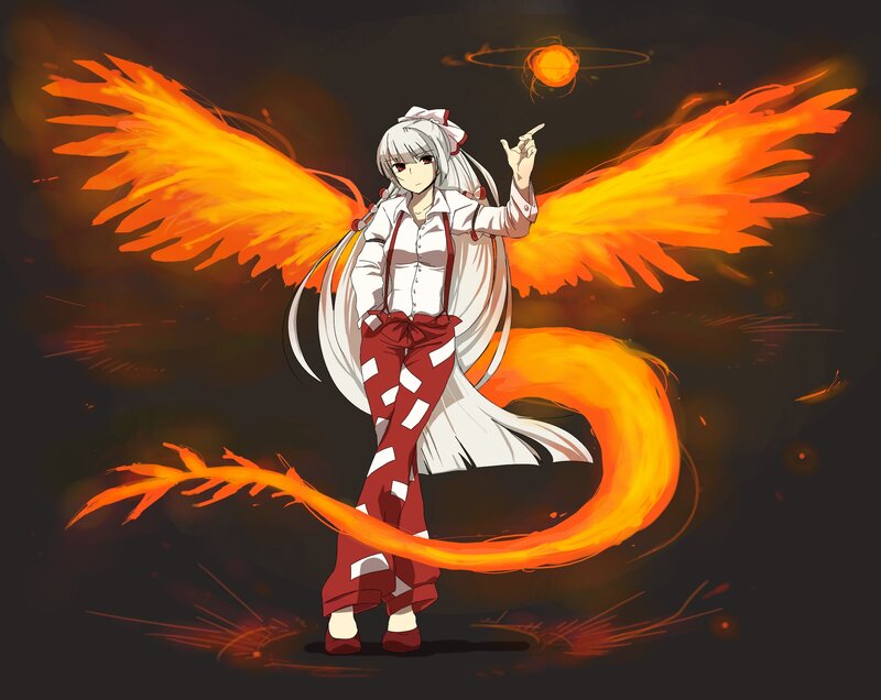 Anime girl with fire wings