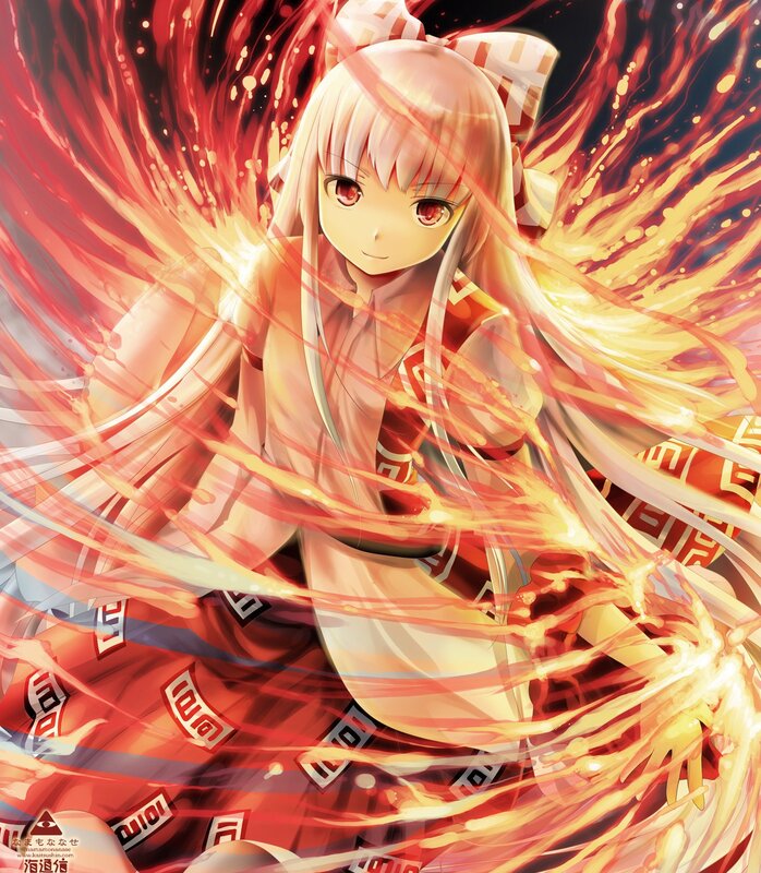 Anime girl with fire wings