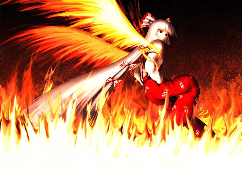 Anime girl with fire wings