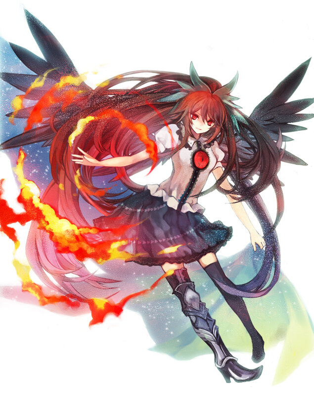 Anime girl with fire wings