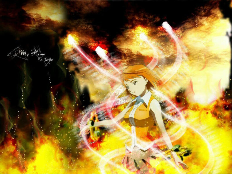 Anime Girl with Fire — Yellow
