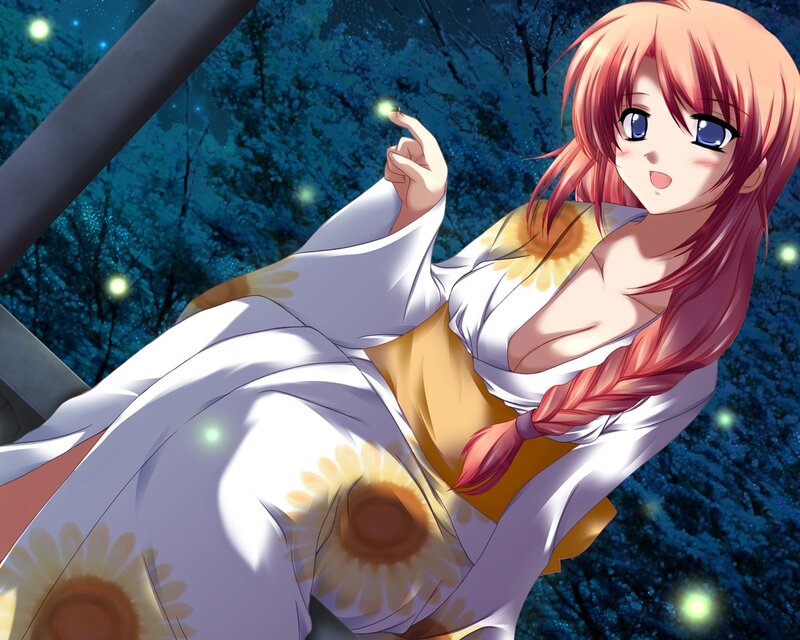 Anime girl with fireflies
