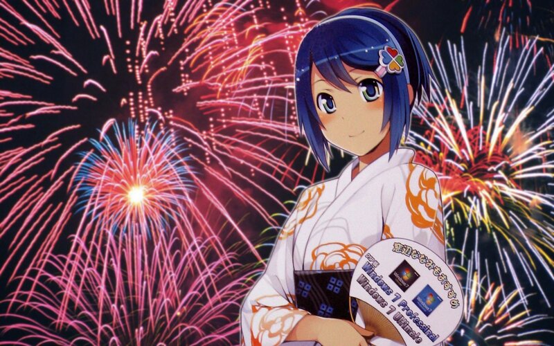 Anime girl with fireworks