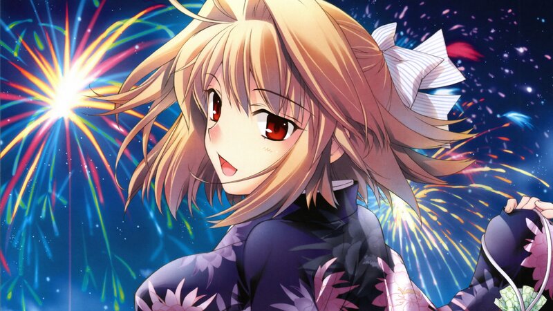 Anime girl with fireworks