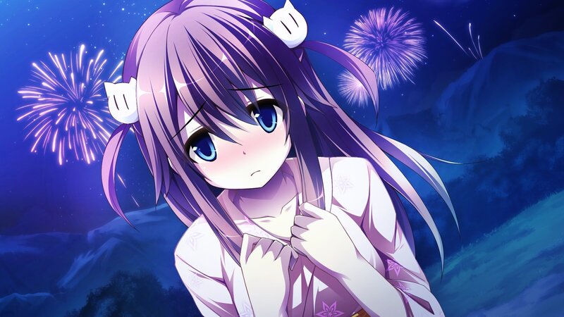 anime girl with fireworks