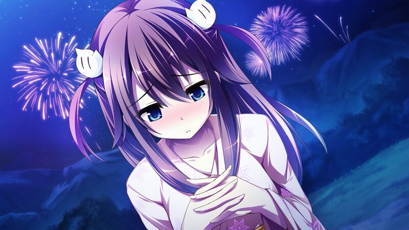 anime girl with fireworks