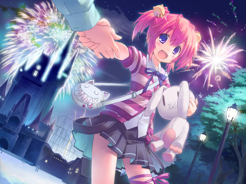Anime girl with fireworks