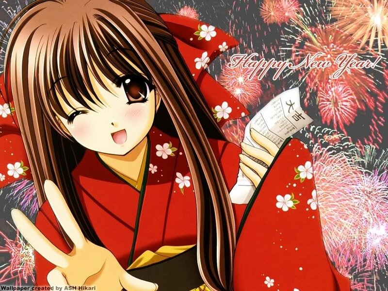 Anime girl with fireworks