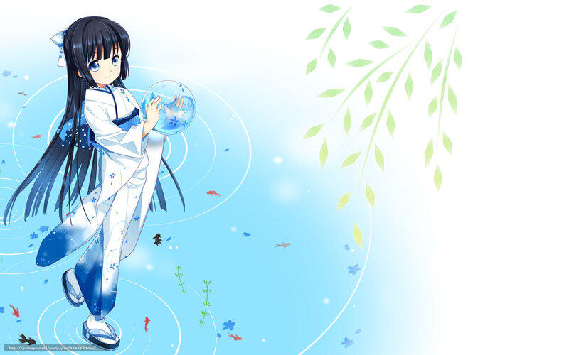 anime girl with fishbowl