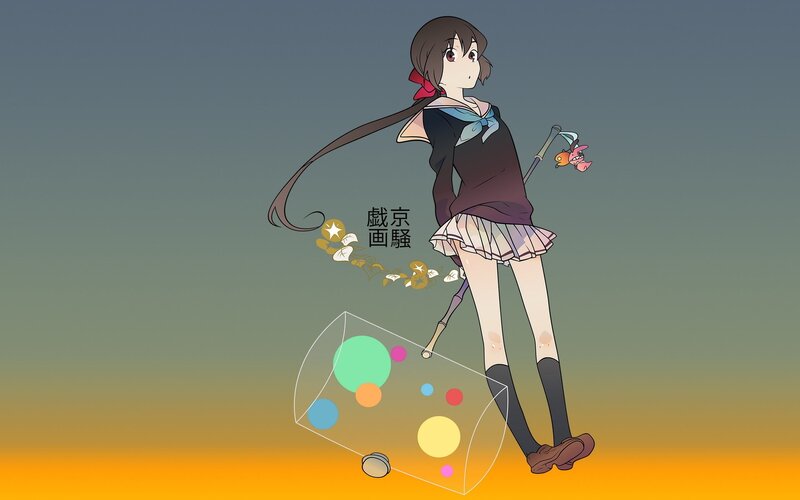 Anime Girl with Fishing Rod — Orange