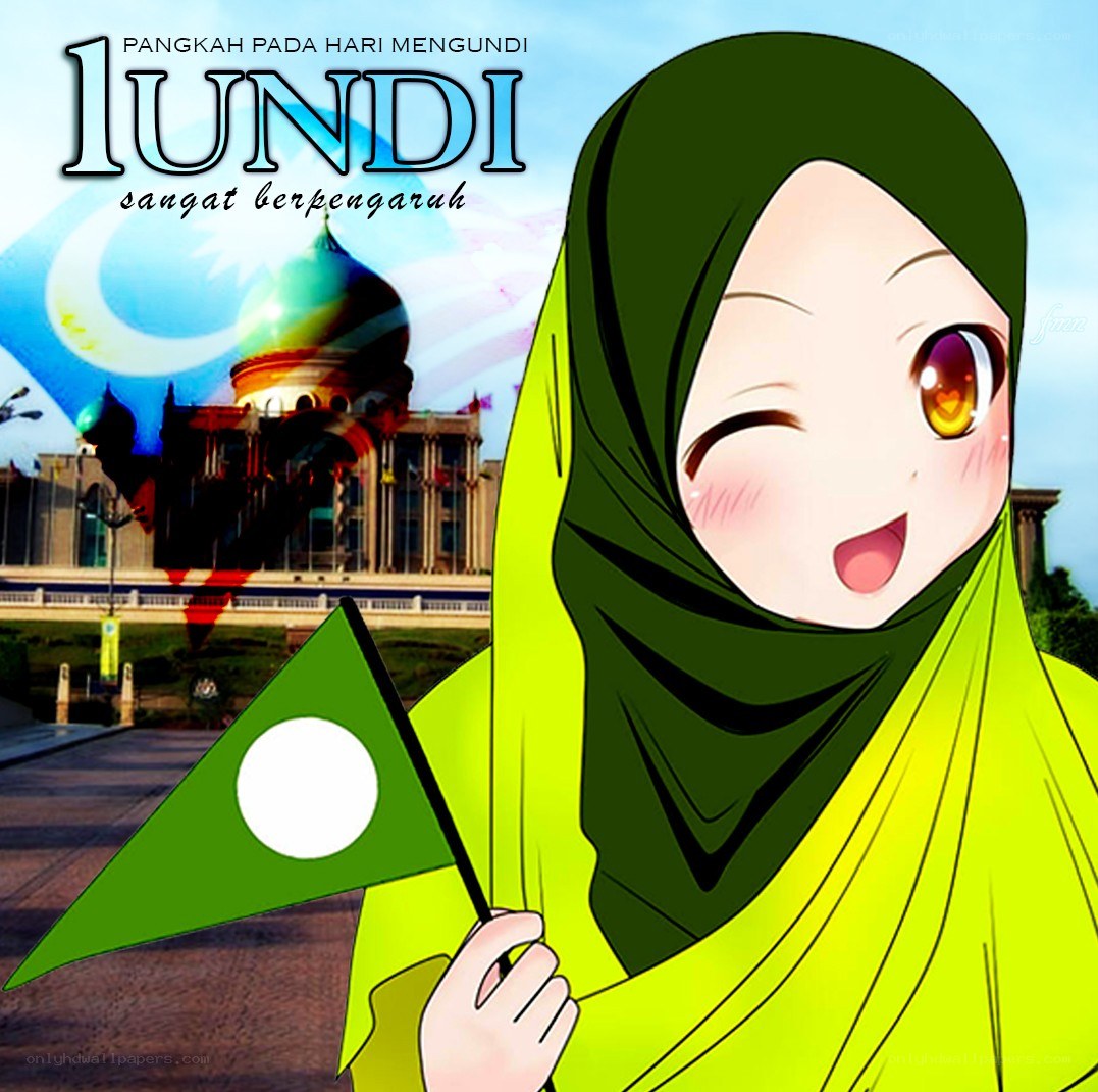 Anime girl with flag