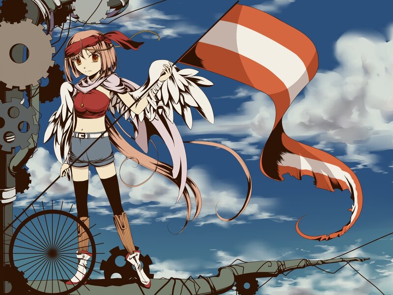 anime girl with flag and gears