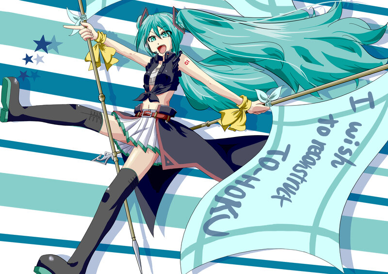 Anime Girl with Flag — Blue