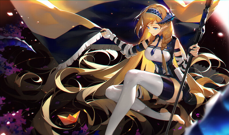 Anime Girl with Flag — Gold