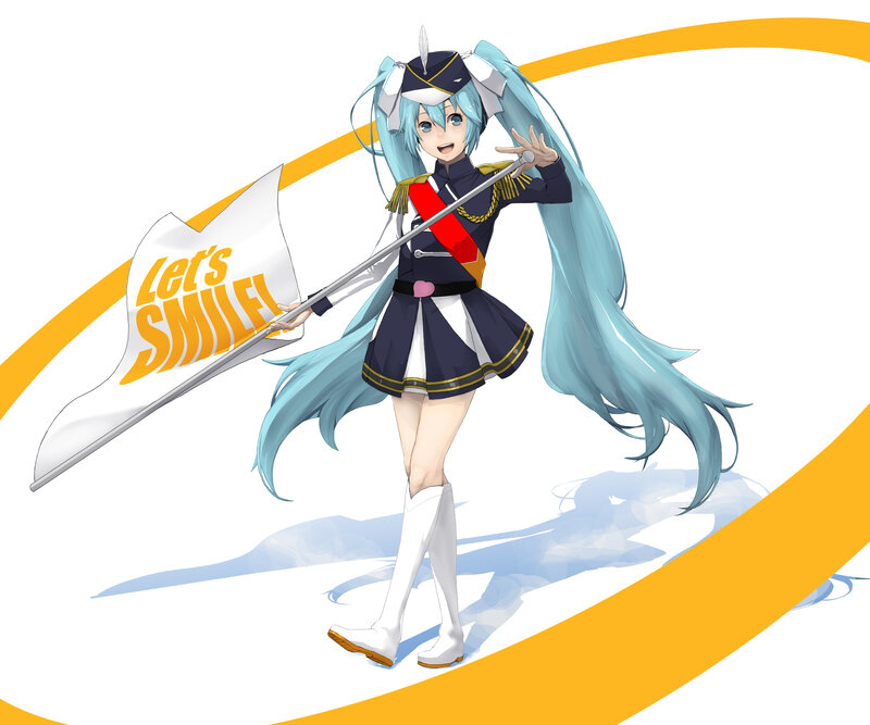 Anime Girl with Flag — White