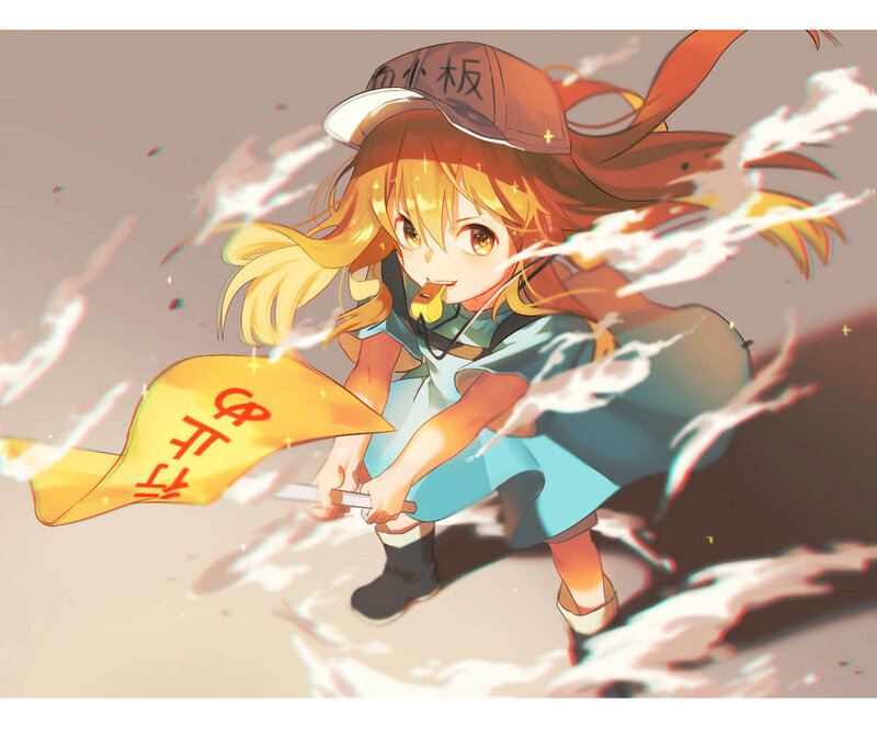 Anime Girl with Flag — Yellow