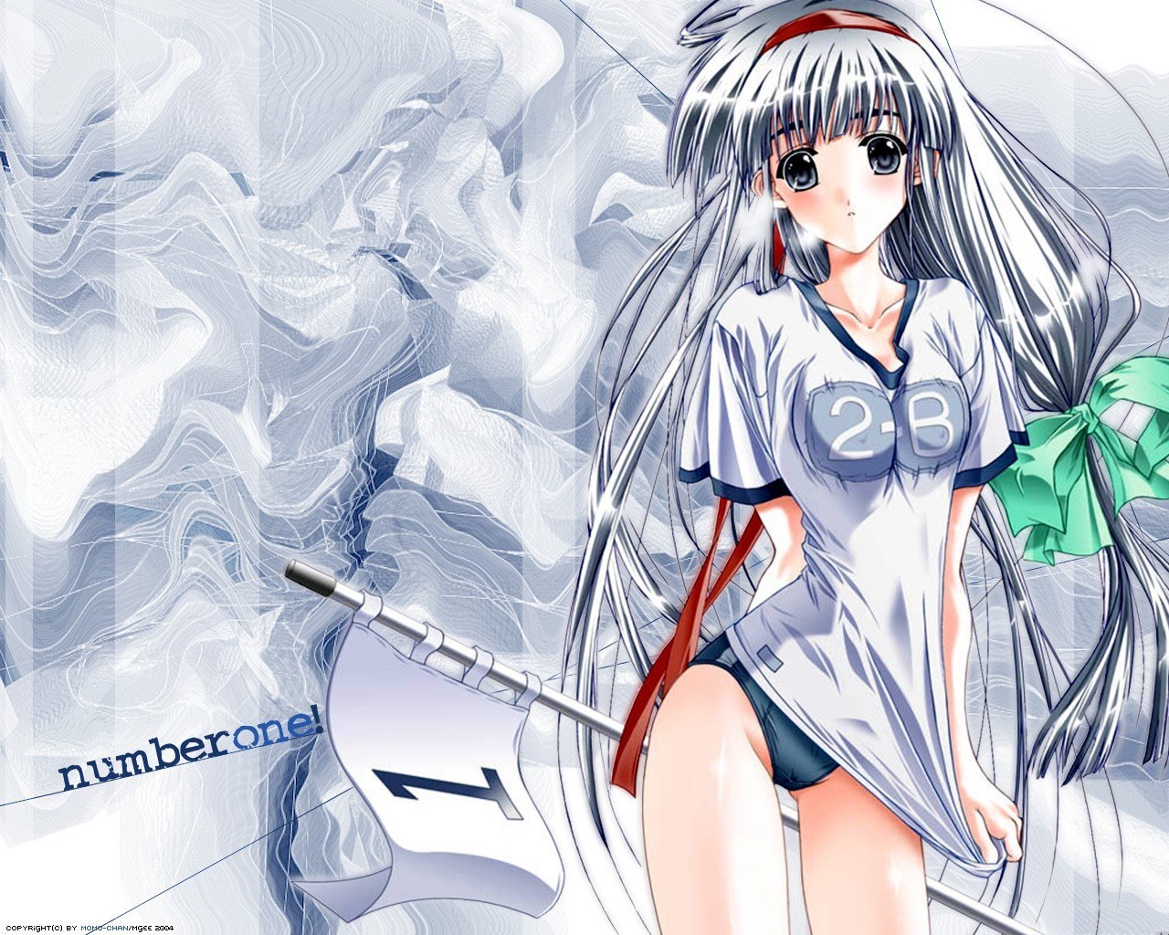 anime girl with flag