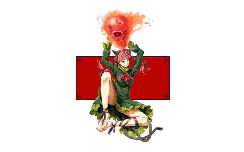 anime girl with flaming skull