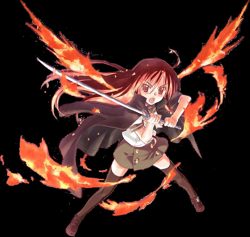 anime girl with flaming sword