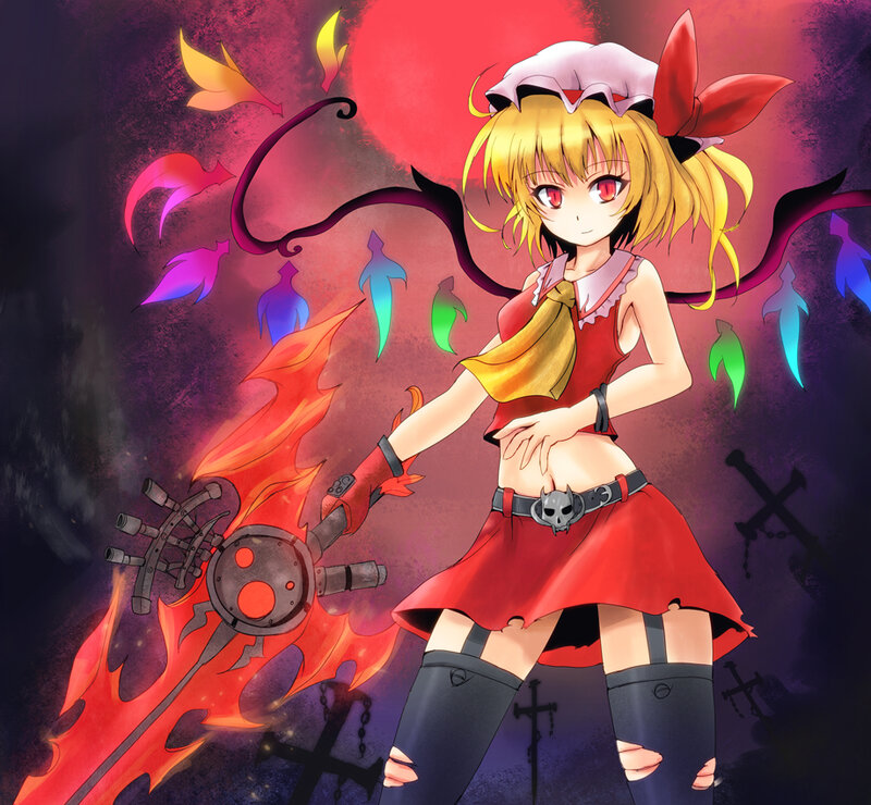 Anime girl with flaming weapon