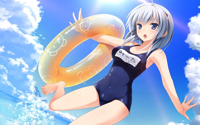 Anime Girl with Floatie — Blue, Bright, Playful