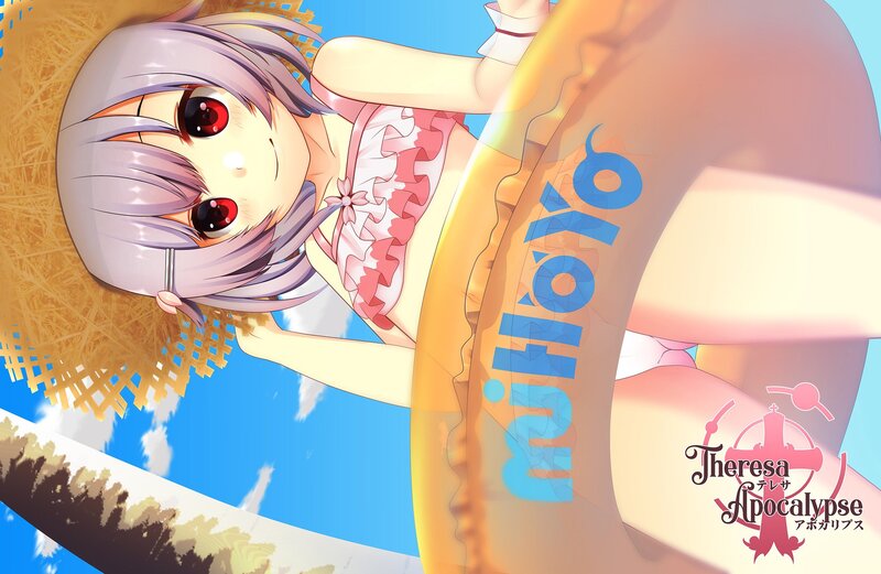 Anime Girl with Floatie — Blue, Playful, Summer, Anime Girl