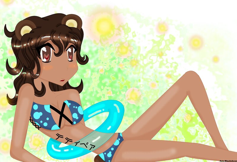 Anime Girl with Floatie — Blue, Relaxed