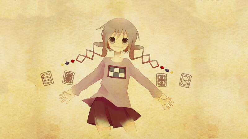 anime girl with floating cards