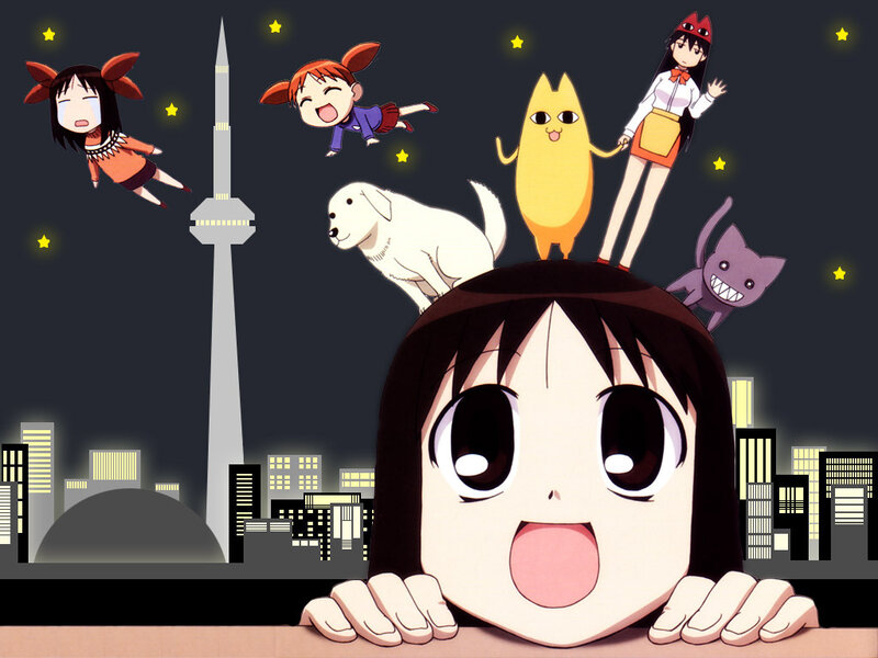 Anime Girl with Floating Characters — Black