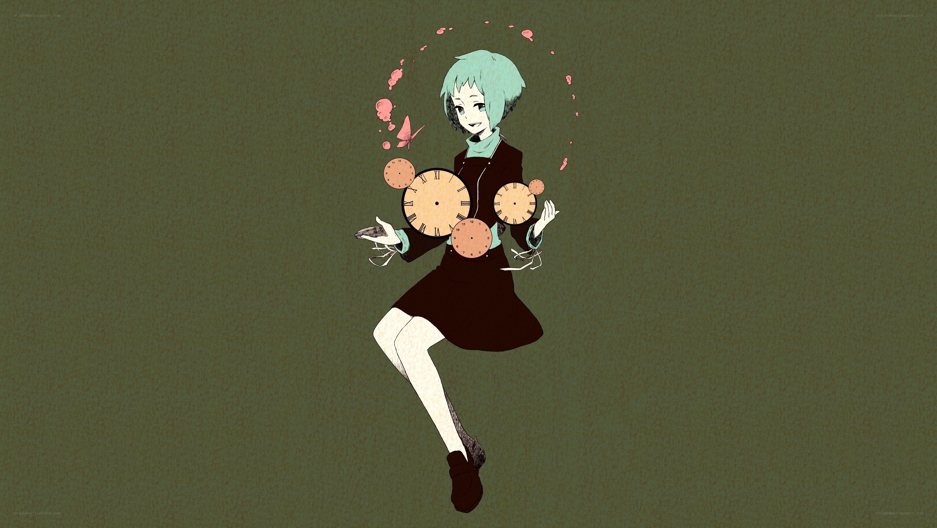 anime girl with floating clocks