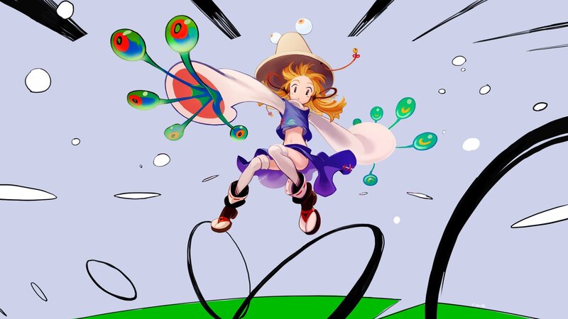 anime girl with floating eyes