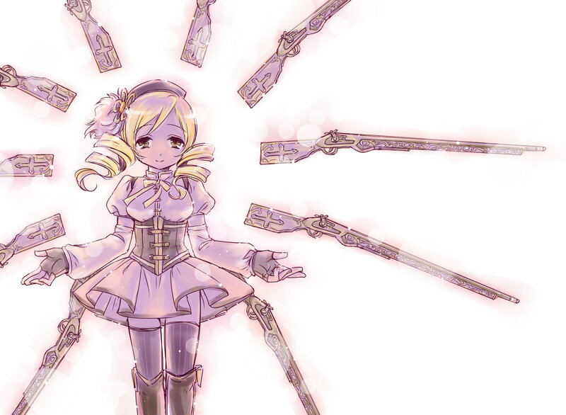 anime girl with floating guns