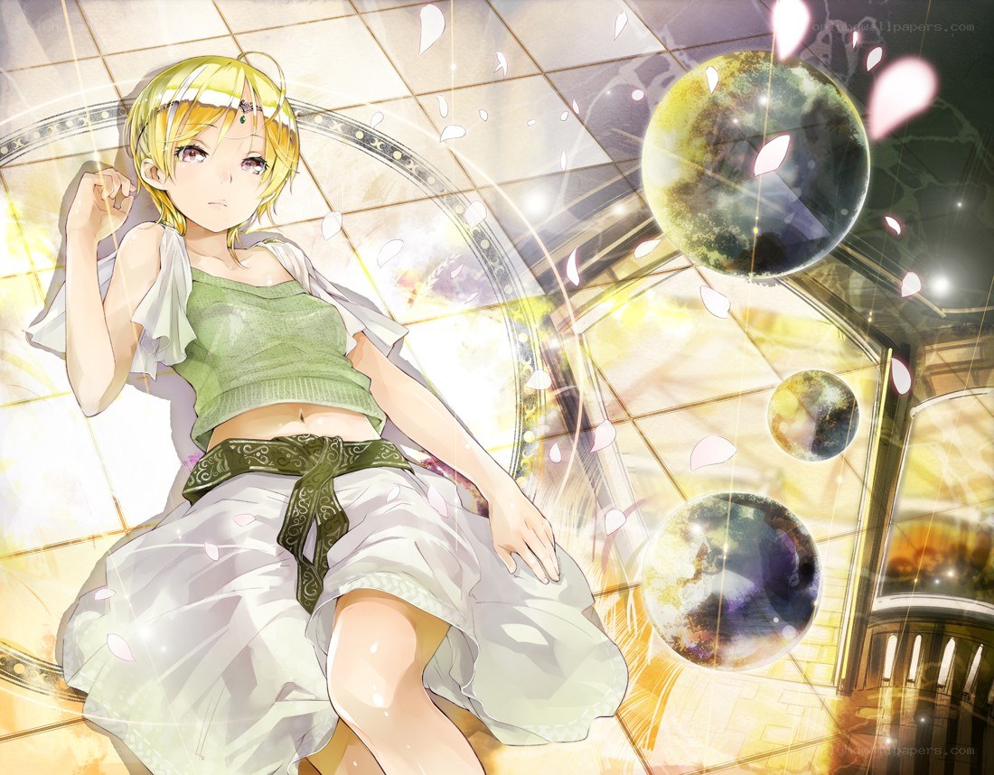 Anime girl with floating orbs