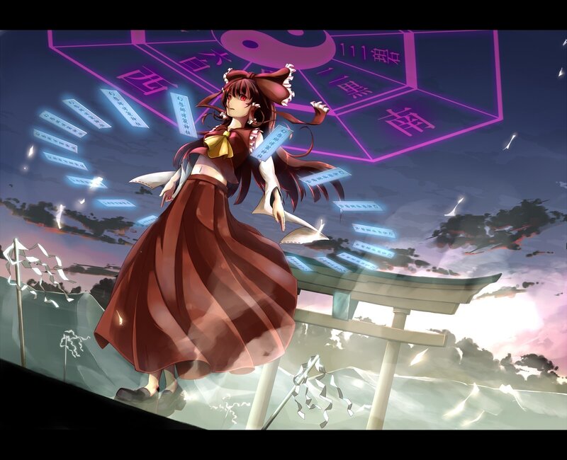 Anime girl with floating papers