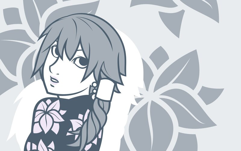 anime girl with floral background