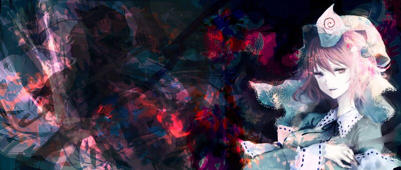 anime girl with floral background